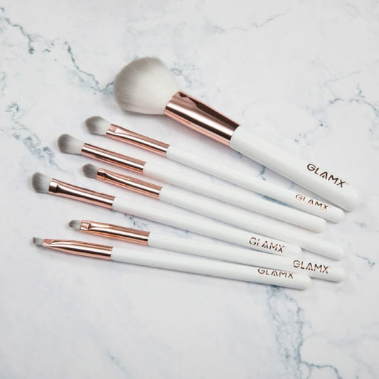 7 Piece Rose Gold and White Makeup Brush Set | GX31