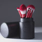 8 Piece Candy Apple Red and Black Makeup Brush Set | GX21