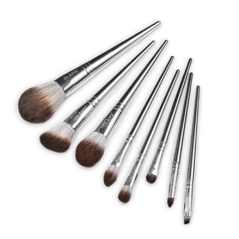 8 Piece Silver Makeup Brush Set | GX10