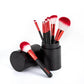 8 Piece Candy Apple Red and Black Makeup Brush Set | GX21