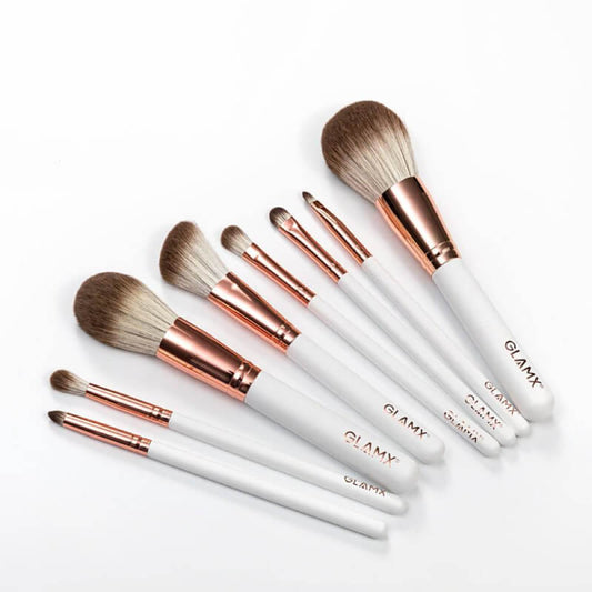 8 Piece Rose Gold and White Makeup Brush Set | GX20