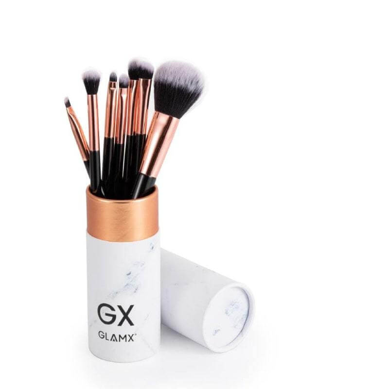 7 Piece Rose Gold and Black Makeup Brush Set | GX30